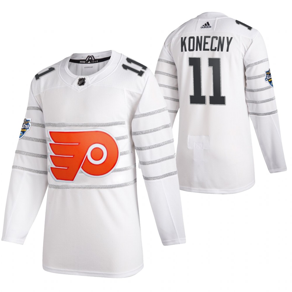 Men's Philadelphia Flyers #11 Travis Konecny 2020 White All Star Stitched NHL Jersey